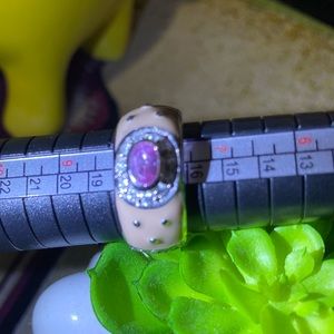 Rare Sterling silver ring w/ amethyst and diamonds